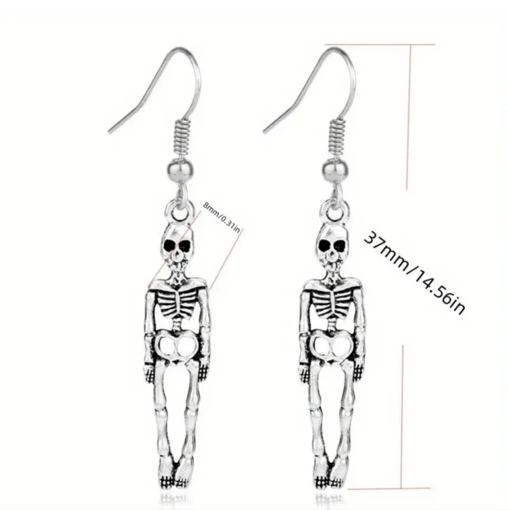 Skull Skelton Pendant Earrings Punk Hip Hop Halloween Unisex